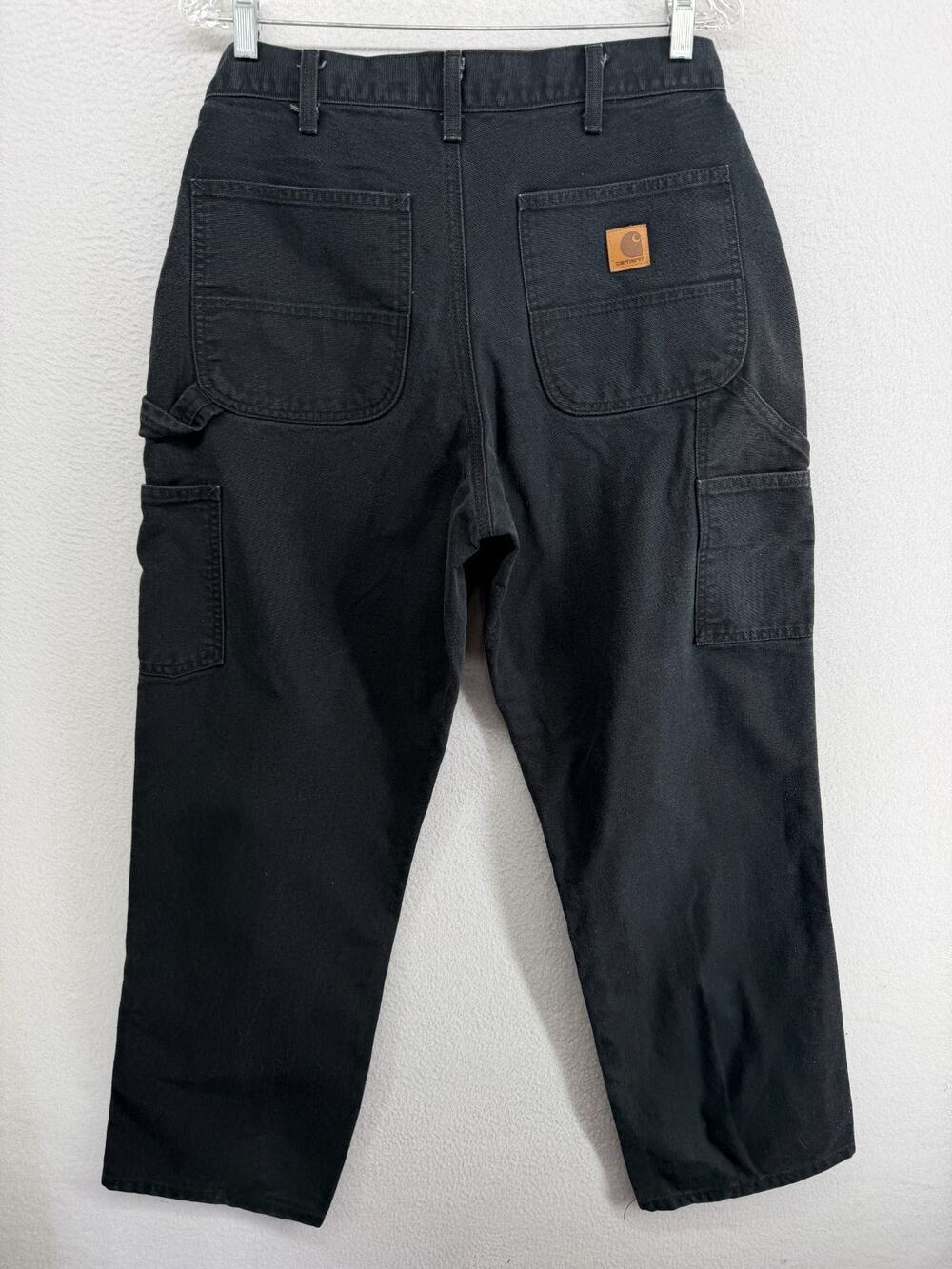 CARHARTT Pants Mens 33x32 B11 Loose Straight Washed Duck Carpenter Cargo Black
